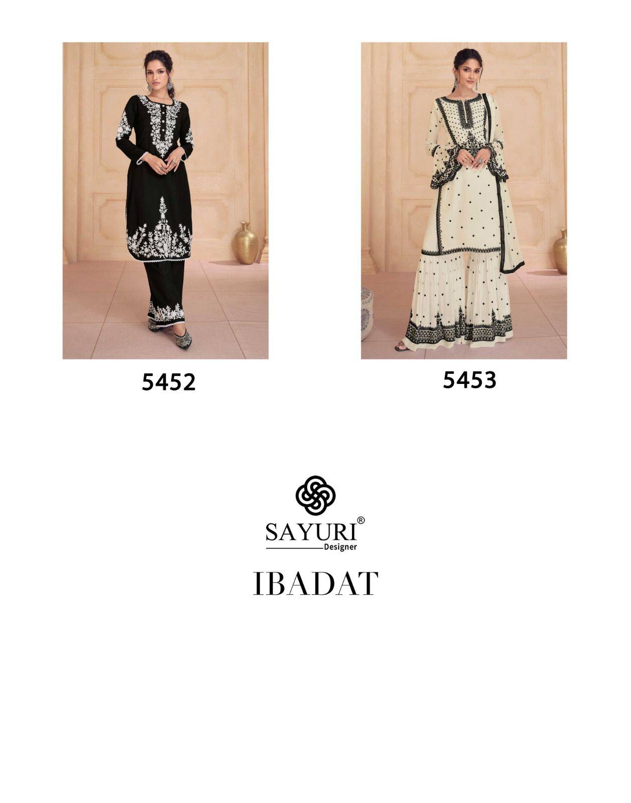 Ibadat By Sayuri 5452 To 5453 Series Beautiful Sharara Suits Colorful Stylish Fancy Casual Wear & Ethnic Wear Georgette/Silk Embroidered Dresses At Wholesale Price