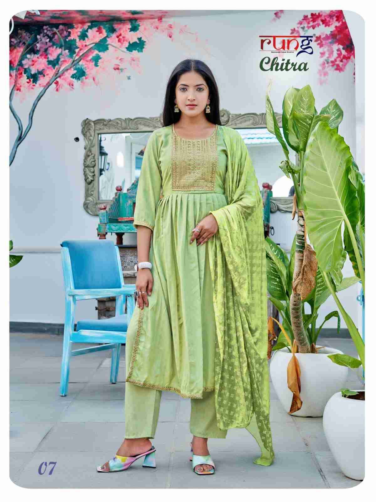 Chitra By Rung 01 To 08 Series Beautiful Festive Suits Colorful Stylish Fancy Casual Wear & Ethnic Wear Heavy Rayon Embroidered Dresses At Wholesale Price