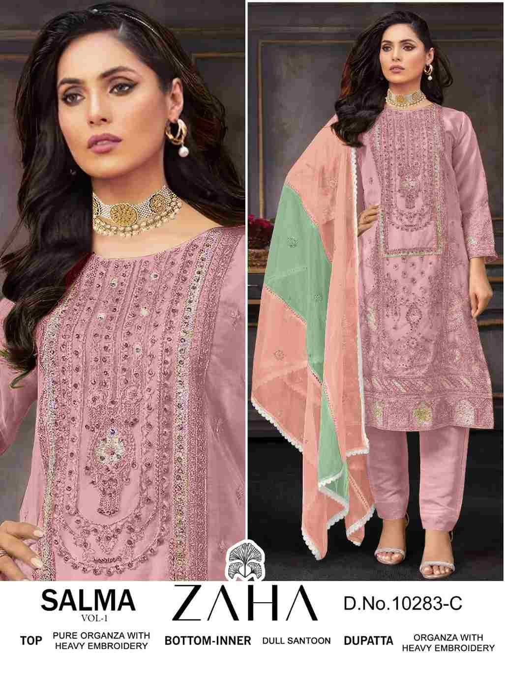 Salma Vol-1 By Zaha 10283-A To 10283-D Series Beautiful Pakistani Suits Colorful Stylish Fancy Casual Wear & Ethnic Wear Organza Dresses At Wholesale Price