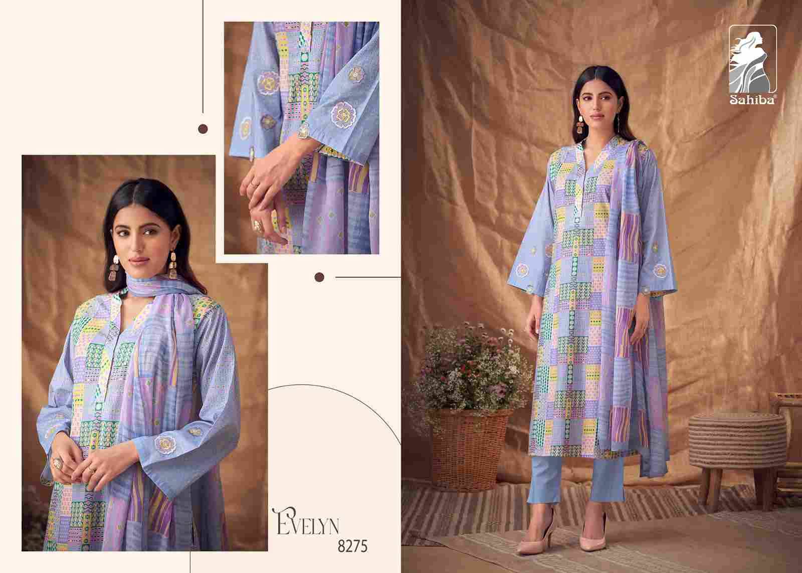 Evelyn By Sahiba Fabrics Beautiful Festive Suits Colorful Stylish Fancy Casual Wear & Ethnic Wear Pure Cotton Lawn Dresses At Wholesale Price
