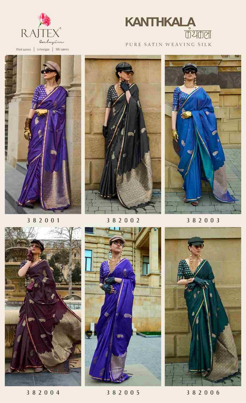 Kanthkala By Raj Tex 382001 To 382006 Series Indian Traditional Wear Collection Beautiful Stylish Fancy Colorful Party Wear & Occasional Wear Satin Silk Sarees At Wholesale Price