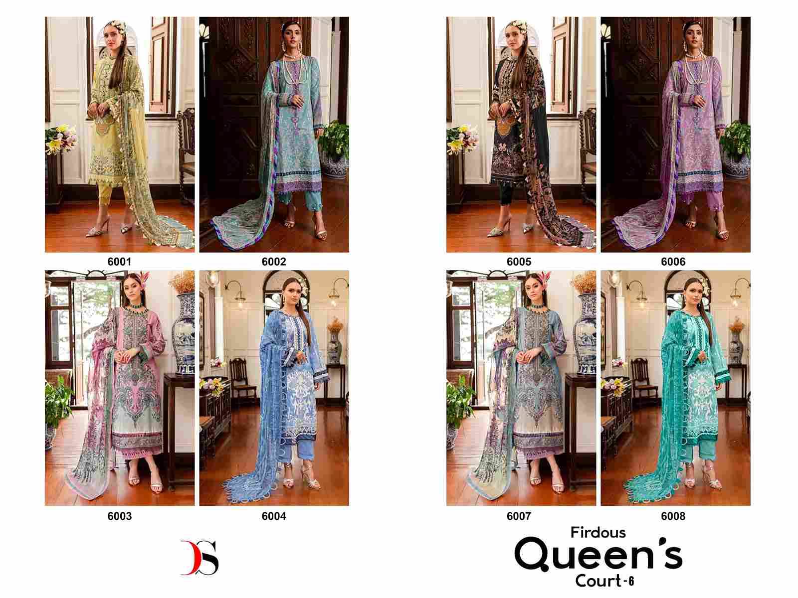 Firdous Queens Court Vol-6 By Deepsy Suits 6001 To 6008 Series Designer Pakistani Suits Beautiful Stylish Fancy Colorful Party Wear & Occasional Wear Pure Cotton Print Embroidered Dresses At Wholesale Price