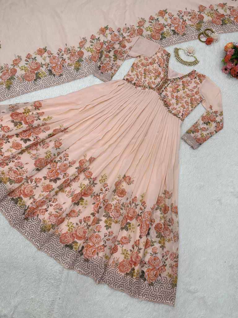 5593 By Fashid Wholesale 01 To 03 Series Beautiful Stylish Fancy Colorful Casual Wear & Ethnic Wear Faux Georgette Gowns With Dupatta At Wholesale Price