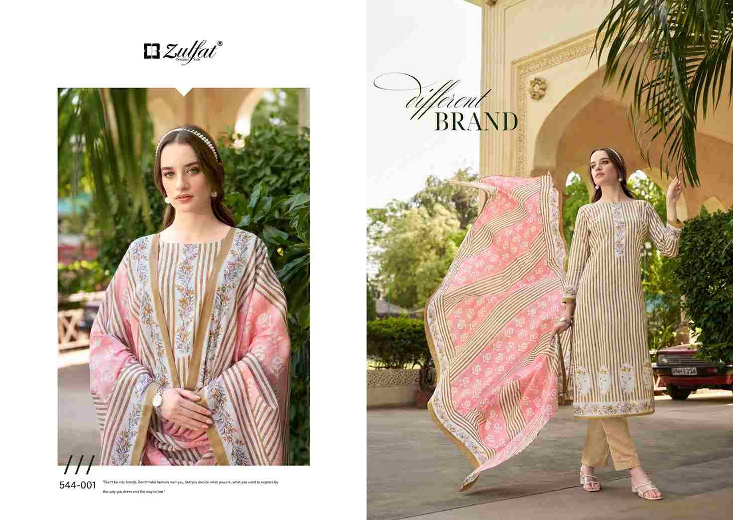 Farhana Vol-4 By Zulfat 544-001 To 544-008 Series Beautiful Festive Suits Stylish Fancy Colorful Casual Wear & Ethnic Wear Pure Cotton Print Dresses At Wholesale Price