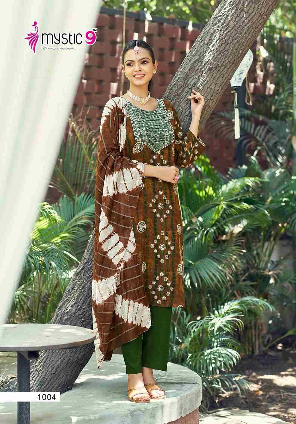 Khanak Vol-1 By Mystic 9 1001 To 1008 Series Beautiful Suits Colorful Stylish Fancy Casual Wear & Ethnic Wear Rayon Print Dresses At Wholesale Price