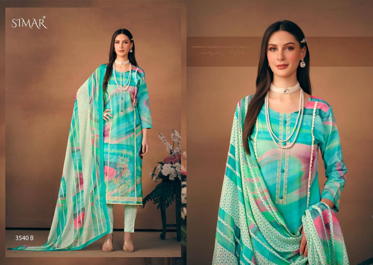Elliza By Glossy 3540-A To 3540-D Series Beautiful Festive Suits Colorful Stylish Fancy Casual Wear & Ethnic Wear Pure Lawn Cotton Dresses At Wholesale Price