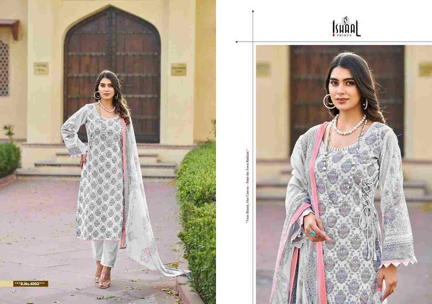 Kesariya Vol-4 By Ishaal Prints 4001 To 4008 Series Beautiful Festive Suits Stylish Fancy Colorful Casual Wear & Ethnic Wear Pure Lawn Embroidered Dresses At Wholesale Price