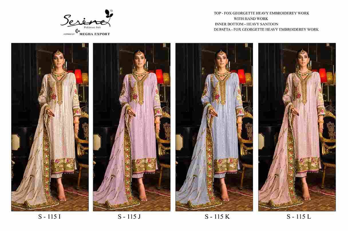 Serene Hit Design S-115 Colours Vol-3 By Serene S-115-I To S-115-L Series Beautiful Pakistani Suits Colorful Stylish Fancy Casual Wear & Ethnic Wear Faux Georgette Dresses At Wholesale Price