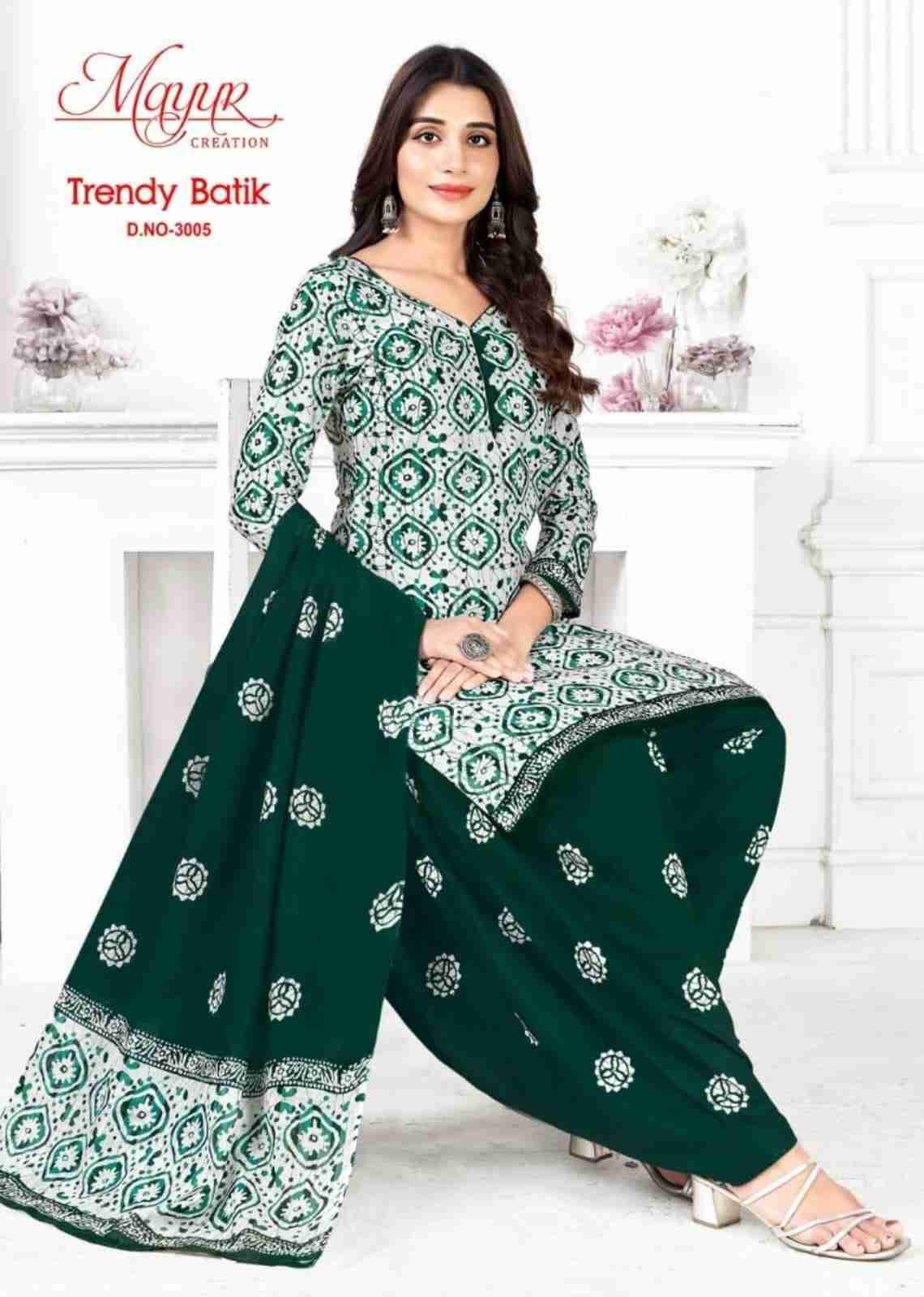 Trendy Batik Vol-3 By Mayur Creation 3001 To 3010 Series Beautiful Festive Suits Stylish Fancy Colorful Casual Wear & Ethnic Wear Pure Cotton Digital Print Dresses At Wholesale Price