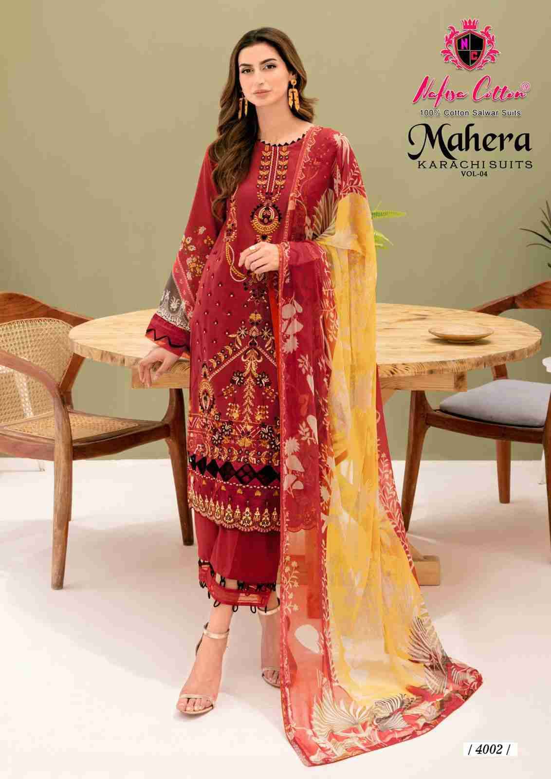 Mahera Vol-4 By Nafisa Cotton 4001 To 4006 Series Beautiful Festive Suits Stylish Fancy Colorful Casual Wear & Ethnic Wear Soft Cotton Print Dresses At Wholesale Price