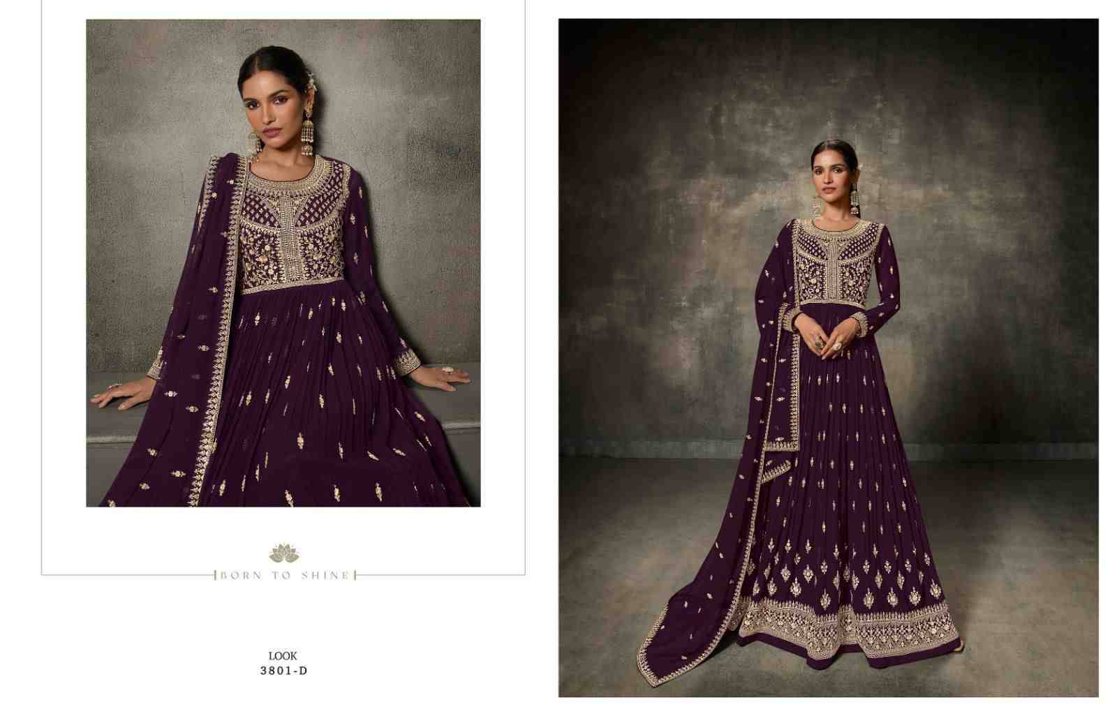 Sheroz By Fashid Wholesale 3801-A To 3801-D Series Designer Anarkali Suits Beautiful Fancy Colorful Stylish Party Wear & Occasional Wear Faux Georgette Dresses At Wholesale Price