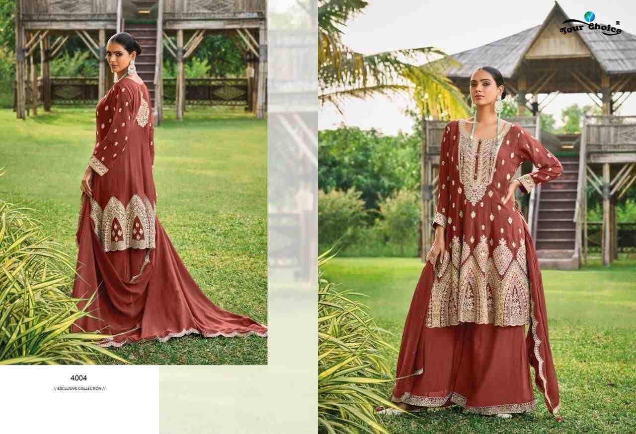 Rajori By Your Choice 4001 To 4004 Series Beautiful Sharara Suits Colorful Stylish Fancy Casual Wear & Ethnic Wear Pure Chinnon Dresses At Wholesale Price