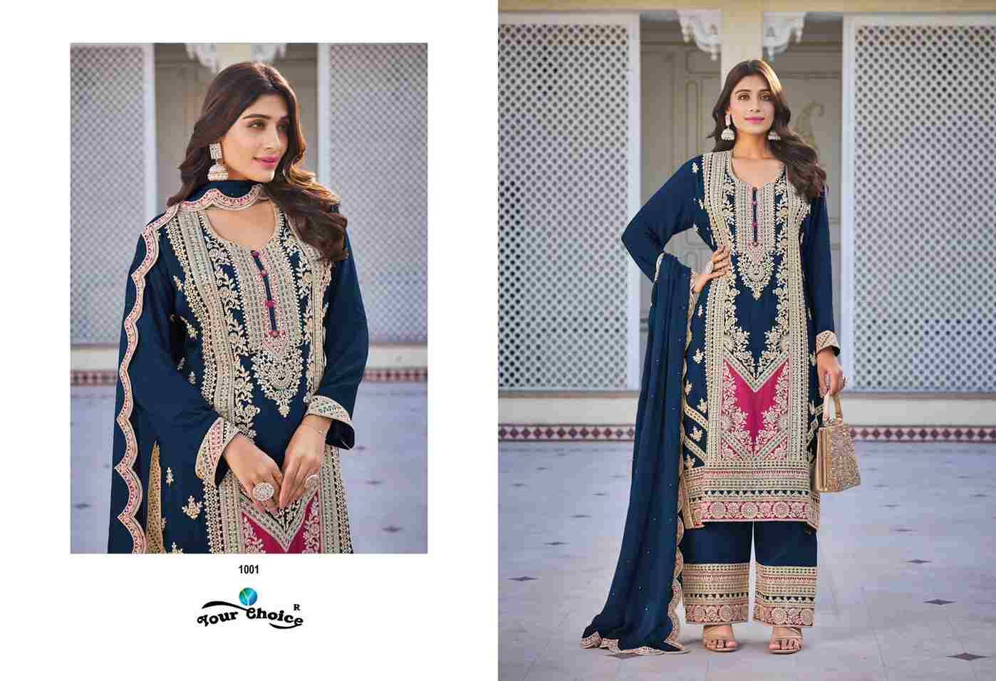 Glamup By Your Choice 1001 To 1003 Series Beautiful Festive Suits Colorful Stylish Fancy Casual Wear & Ethnic Wear Pure Chinnon Dresses At Wholesale Price
