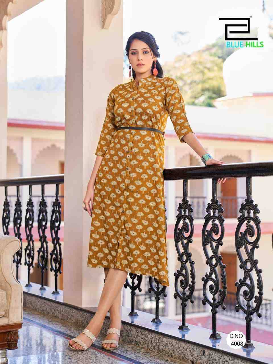 Fashion 4 Everyone By Blue Hills 4001 To 4008 Series Designer Stylish Fancy Colorful Beautiful Party Wear & Ethnic Wear Collection Rayon Print Kurtis At Wholesale Price