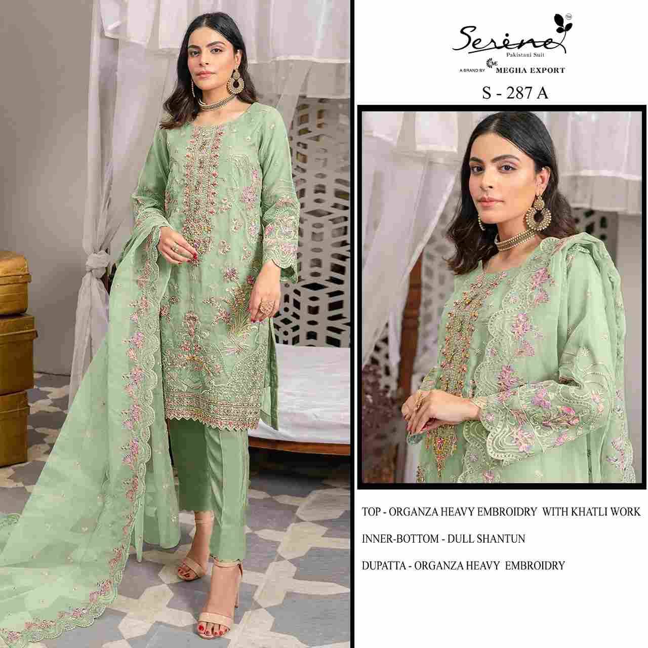 Serene Hit Design S-287 Colours By Serene S-287-A To S-287-D Series Designer Pakistani Suits Beautiful Fancy Colorful Stylish Party Wear & Occasional Wear Organza Embroidered Dresses At Wholesale Price