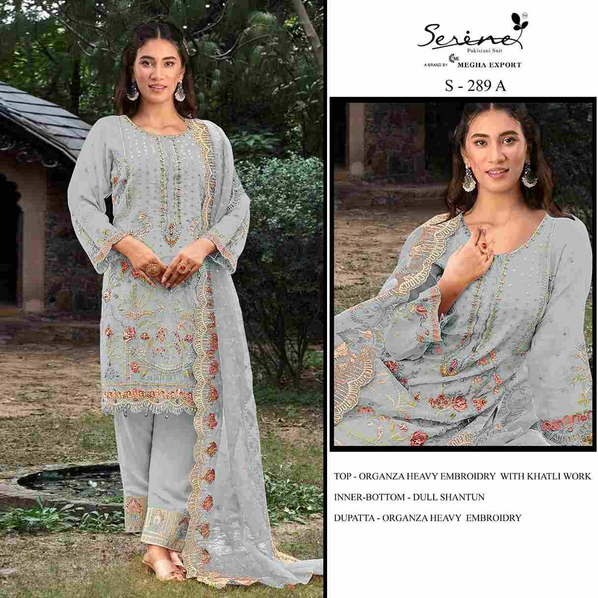 Serene Hit Design S-289 Colours By Serene S-289-A To S-289-D Series Designer Pakistani Suits Beautiful Fancy Colorful Stylish Party Wear & Occasional Wear Organza Embroidered Dresses At Wholesale Price