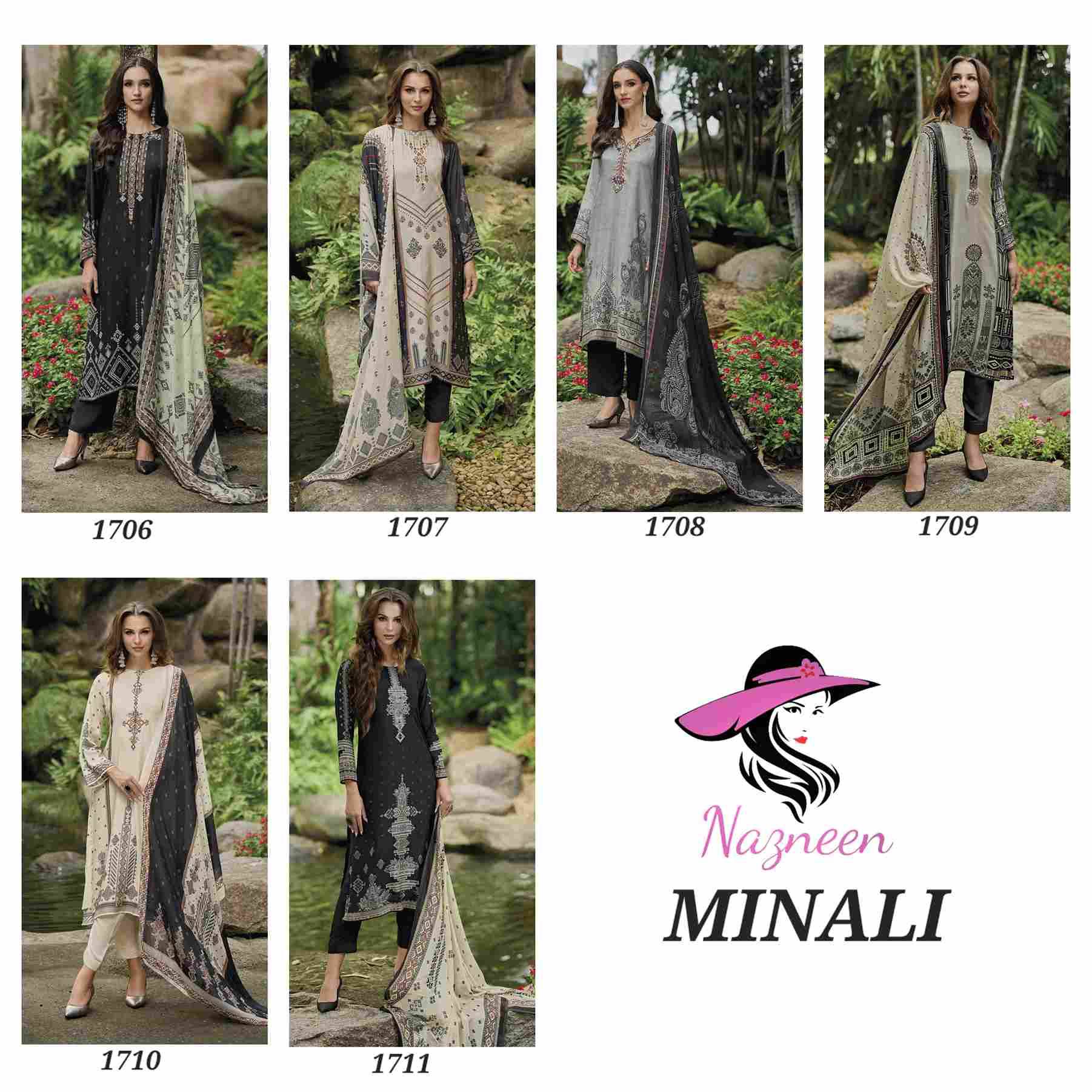 Minali By Nazneen 1706 To 1711 Series Beautiful Festive Suits Stylish Fancy Colorful Casual Wear & Ethnic Wear Pure Viscose Muslin Print Dresses At Wholesale Price