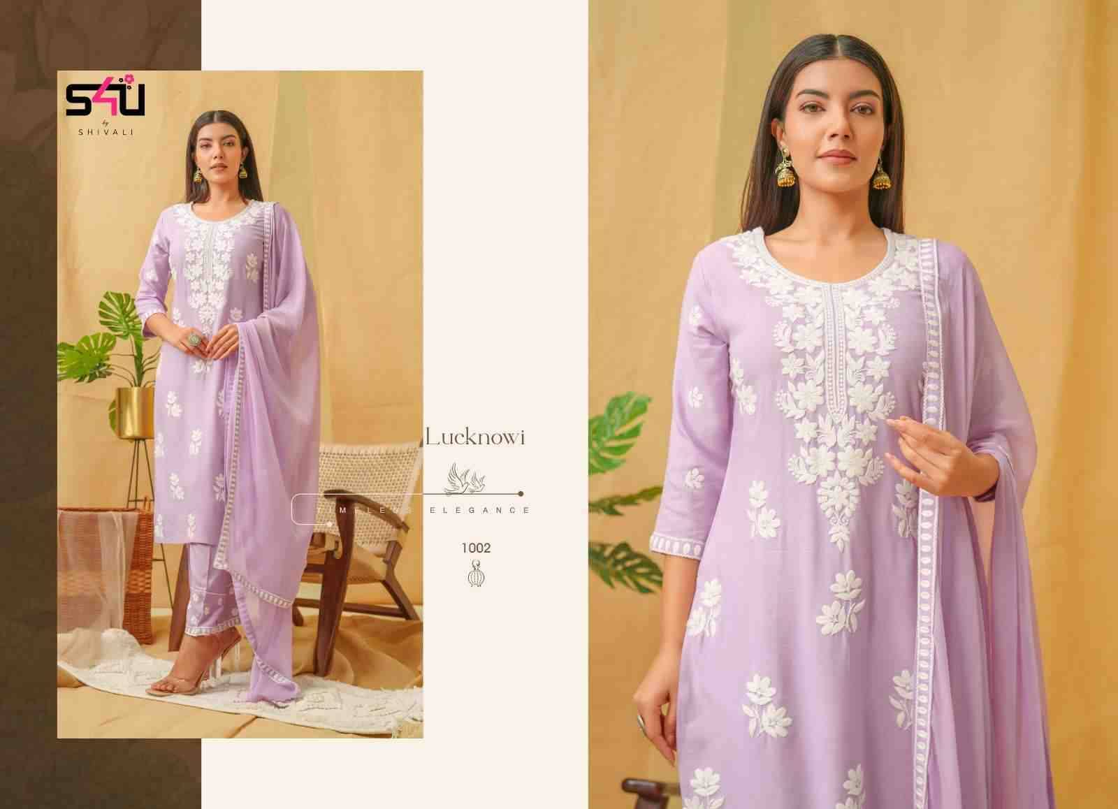 Lucknowi By S4U Fashoin 1001 To 1006 Series Designer Festive Suits Beautiful Fancy Colorful Stylish Party Wear & Occasional Wear Rayon With Work Dresses At Wholesale Price