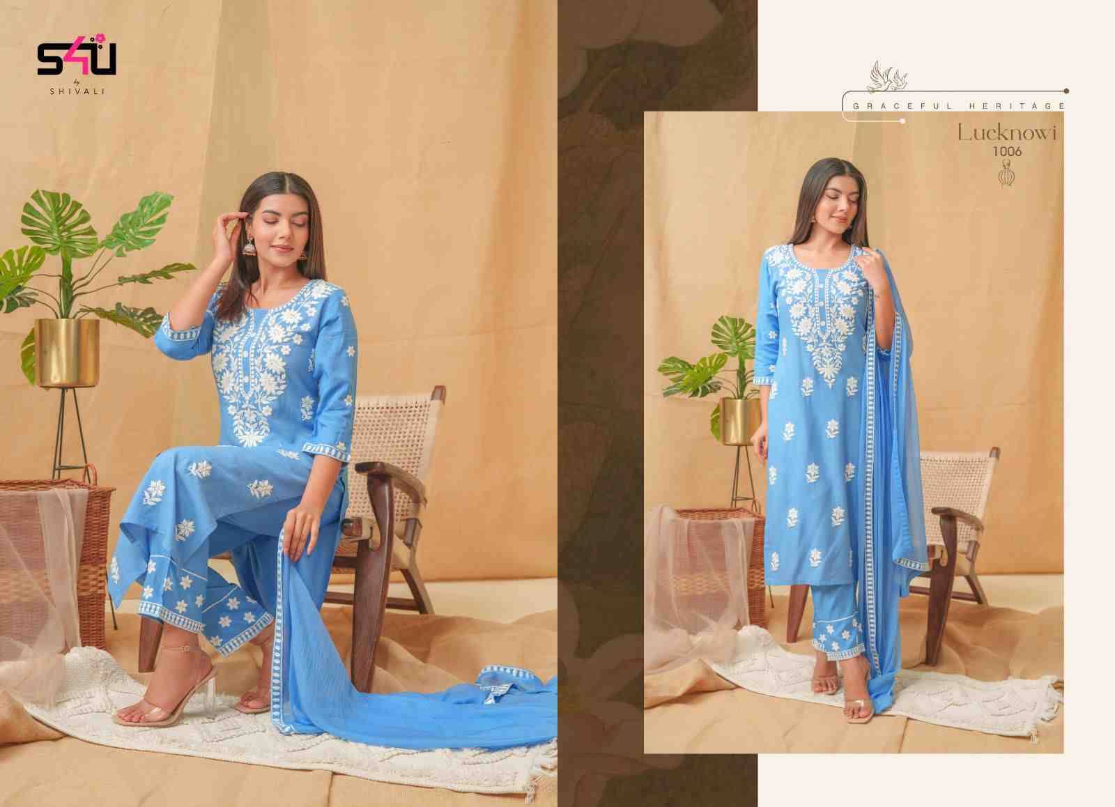 Lucknowi By S4U Fashoin 1001 To 1006 Series Designer Festive Suits Beautiful Fancy Colorful Stylish Party Wear & Occasional Wear Rayon With Work Dresses At Wholesale Price