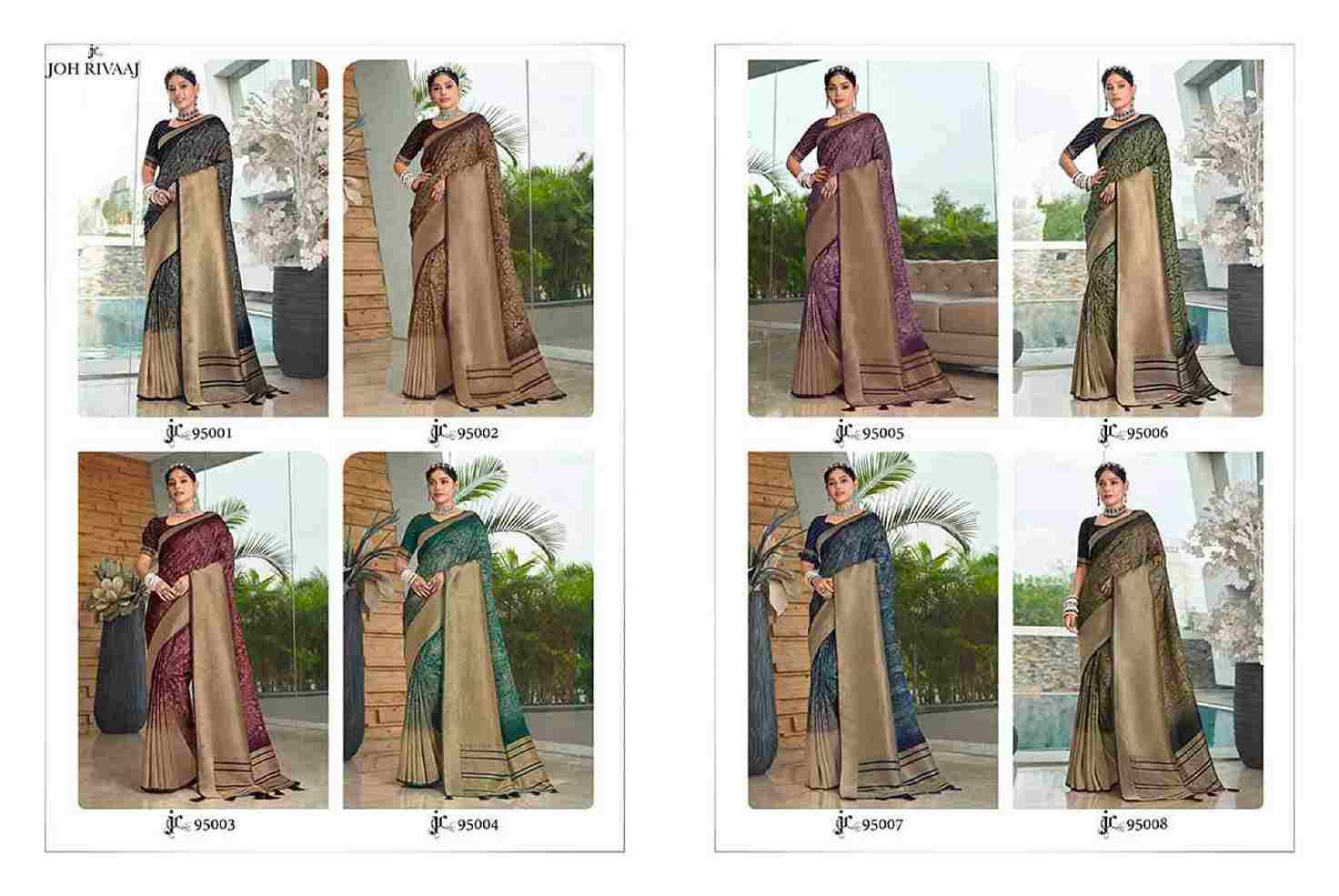 Jaimee Vol-950 By Joh Rivaaj 95001 To 95008 Series Indian Traditional Wear Collection Beautiful Stylish Fancy Colorful Party Wear & Occasional Wear Silk Sarees At Wholesale Price