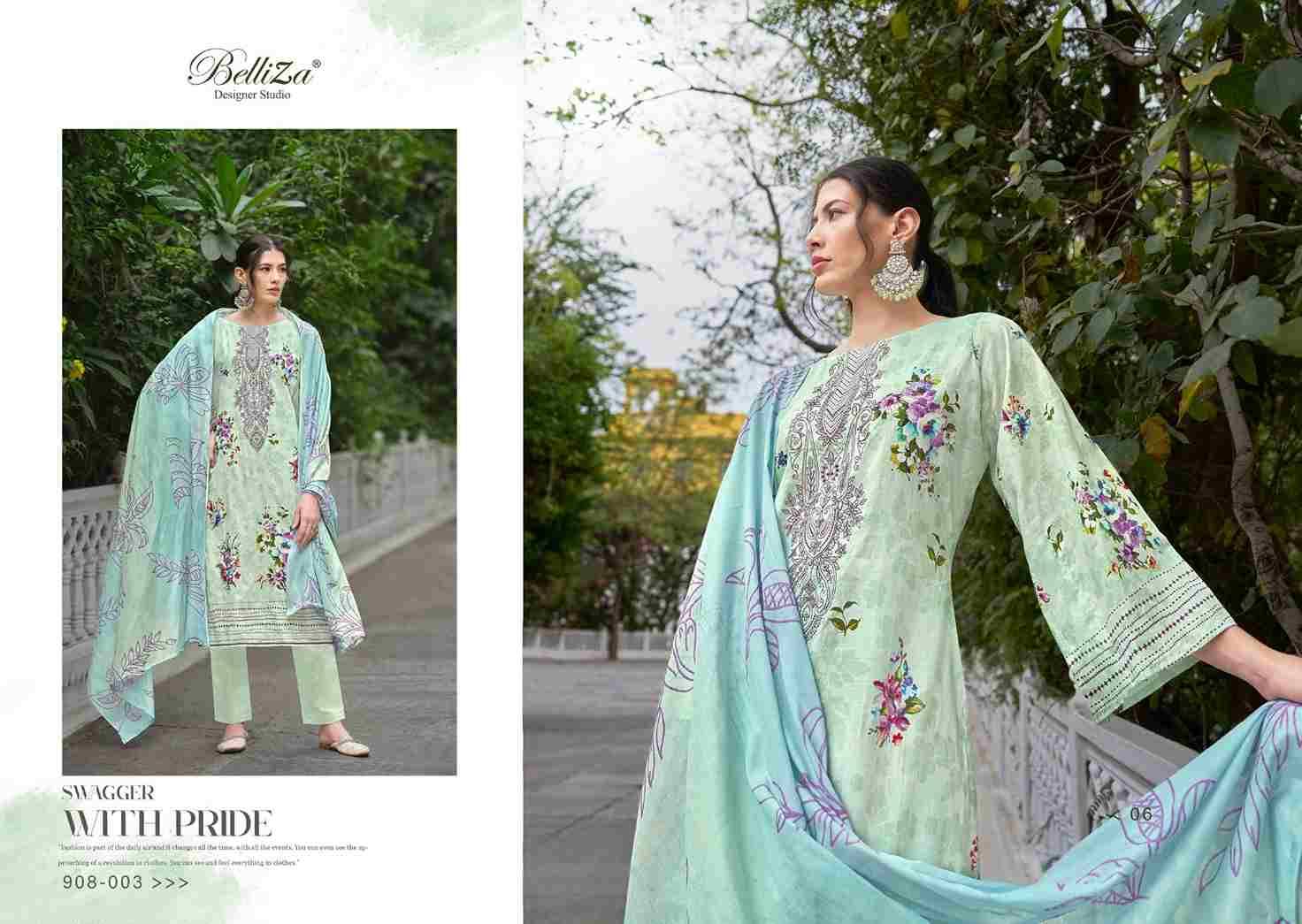Naira Vol-48 By Belliza 908-001 To 908-008 Series Beautiful Festive Suits Stylish Fancy Colorful Casual Wear & Ethnic Wear Pure Cotton Print Dresses At Wholesale Price