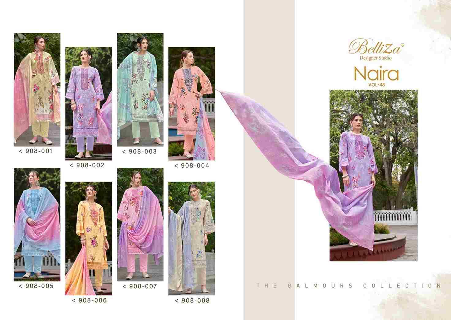 Naira Vol-48 By Belliza 908-001 To 908-008 Series Beautiful Festive Suits Stylish Fancy Colorful Casual Wear & Ethnic Wear Pure Cotton Print Dresses At Wholesale Price