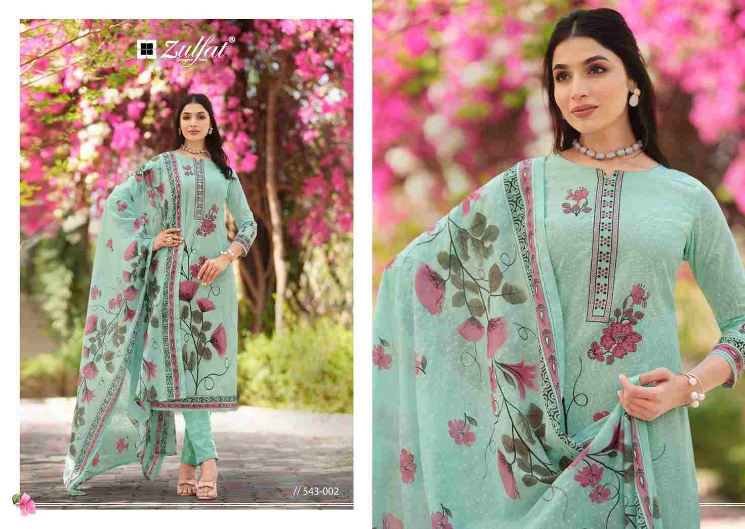 Florence By Zulfat 543-001 To 543-008 Series Beautiful Festive Suits Stylish Fancy Colorful Casual Wear & Ethnic Wear Pure Cotton Print Dresses At Wholesale Price