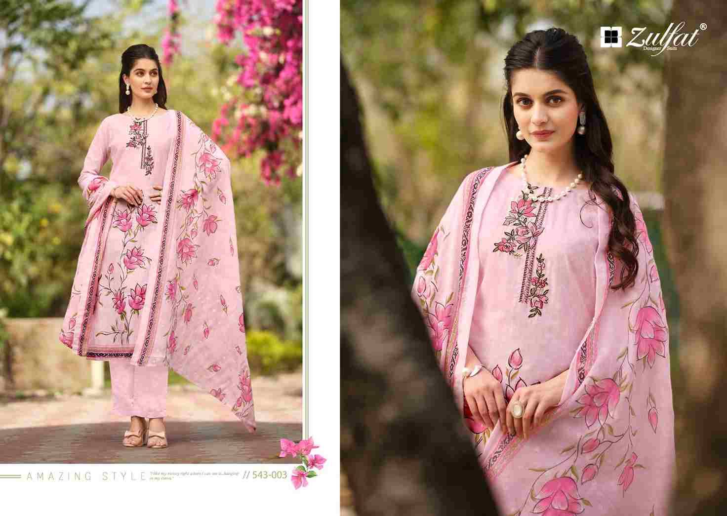 Florence By Zulfat 543-001 To 543-008 Series Beautiful Festive Suits Stylish Fancy Colorful Casual Wear & Ethnic Wear Pure Cotton Print Dresses At Wholesale Price