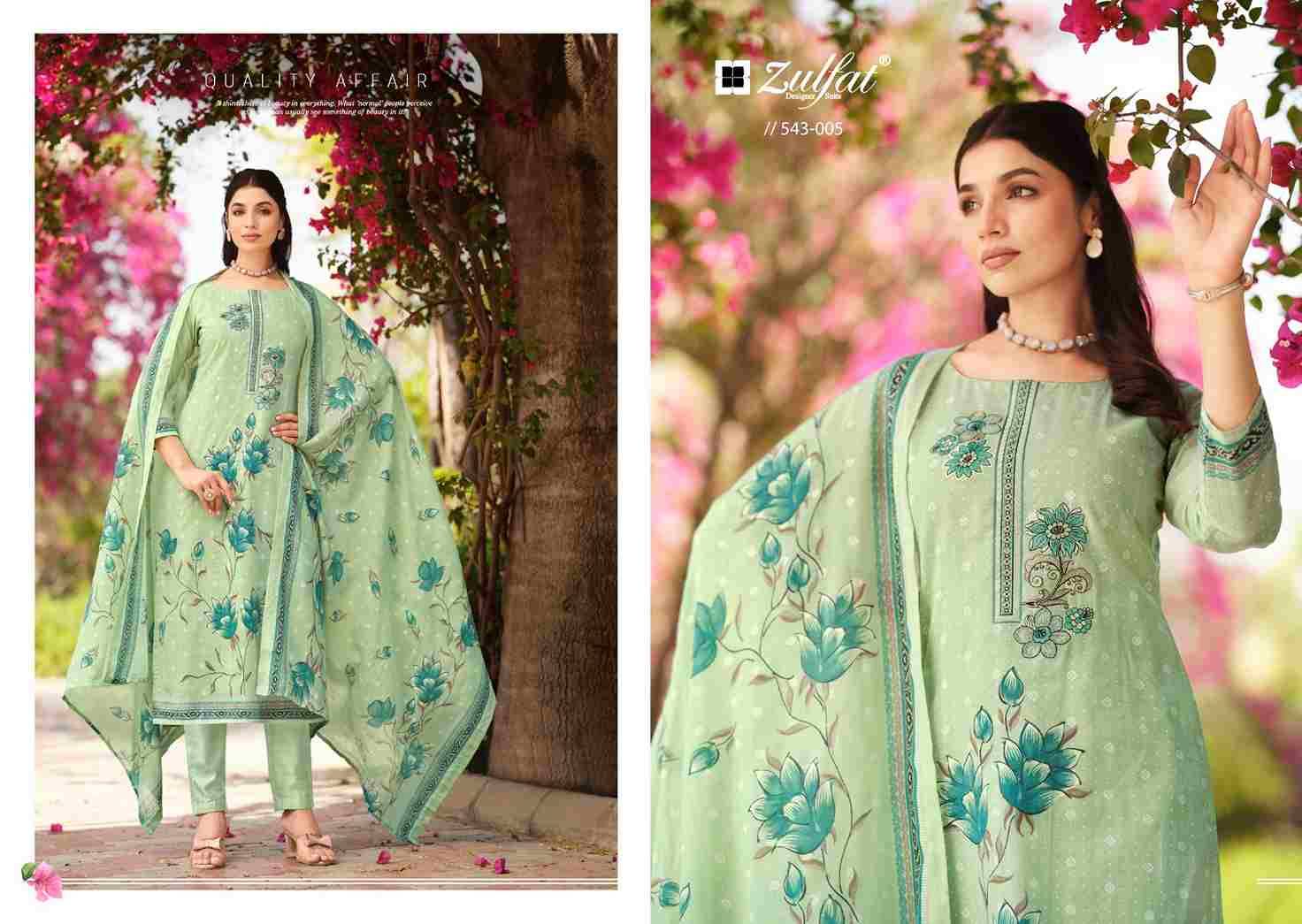 Florence By Zulfat 543-001 To 543-008 Series Beautiful Festive Suits Stylish Fancy Colorful Casual Wear & Ethnic Wear Pure Cotton Print Dresses At Wholesale Price