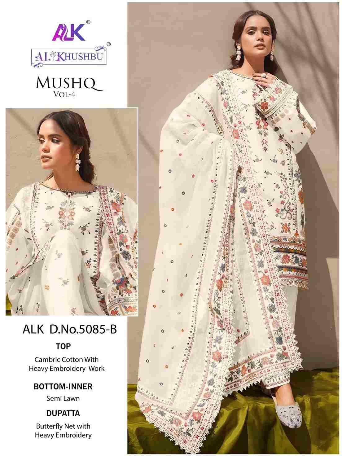 Mushq Vol-4 By Al Khushbu 5085-A To 5085-D Series Designer Pakistani Suits Beautiful Stylish Fancy Colorful Party Wear & Occasional Wear Cambric Cotton Print Embroidered Dresses At Wholesale Price