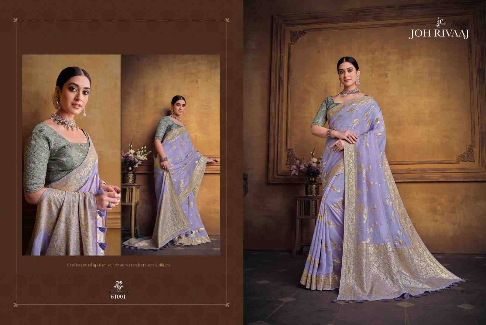 Jayden Vol-610 By Joh Rivaaj 61001 To 61009 Series Indian Traditional Wear Collection Beautiful Stylish Fancy Colorful Party Wear & Occasional Wear Organza Silk Sarees At Wholesale Price