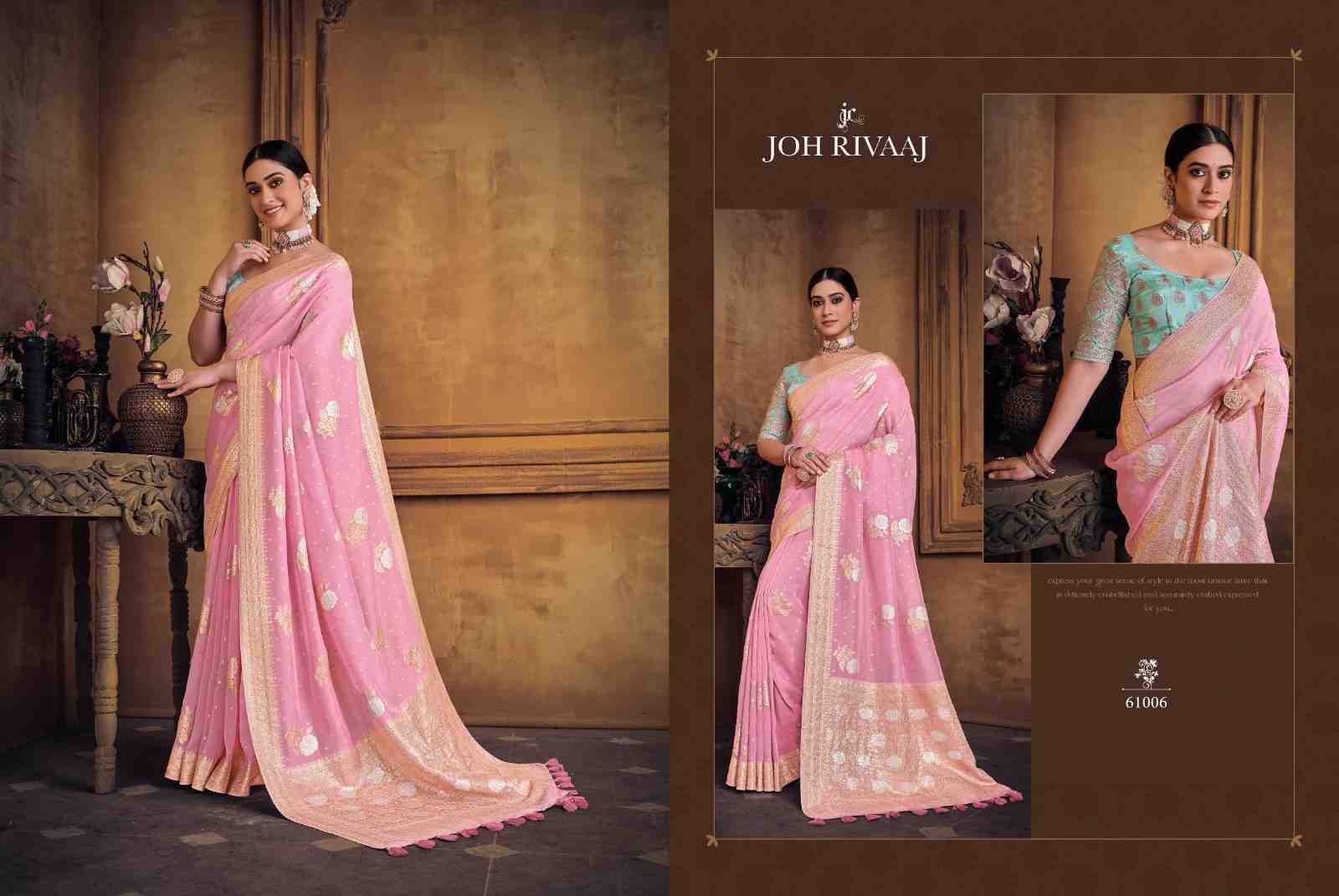 Jayden Vol-610 By Joh Rivaaj 61001 To 61009 Series Indian Traditional Wear Collection Beautiful Stylish Fancy Colorful Party Wear & Occasional Wear Organza Silk Sarees At Wholesale Price