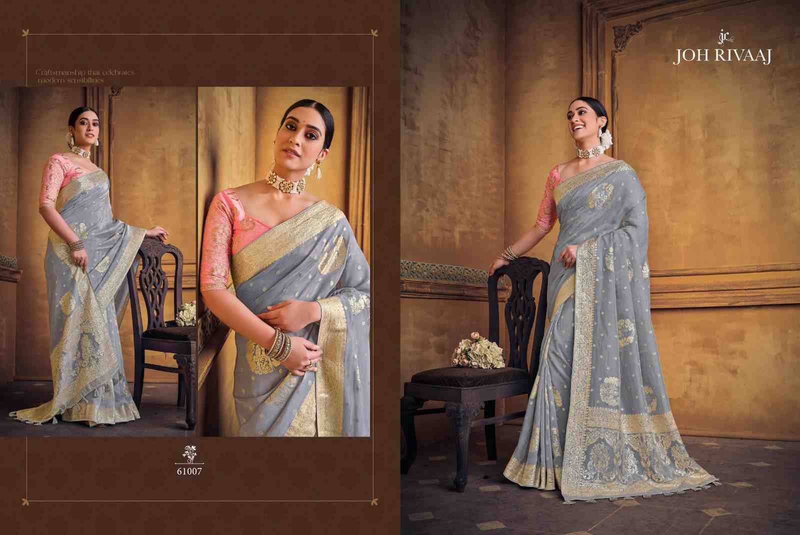 Jayden Vol-610 By Joh Rivaaj 61001 To 61009 Series Indian Traditional Wear Collection Beautiful Stylish Fancy Colorful Party Wear & Occasional Wear Organza Silk Sarees At Wholesale Price