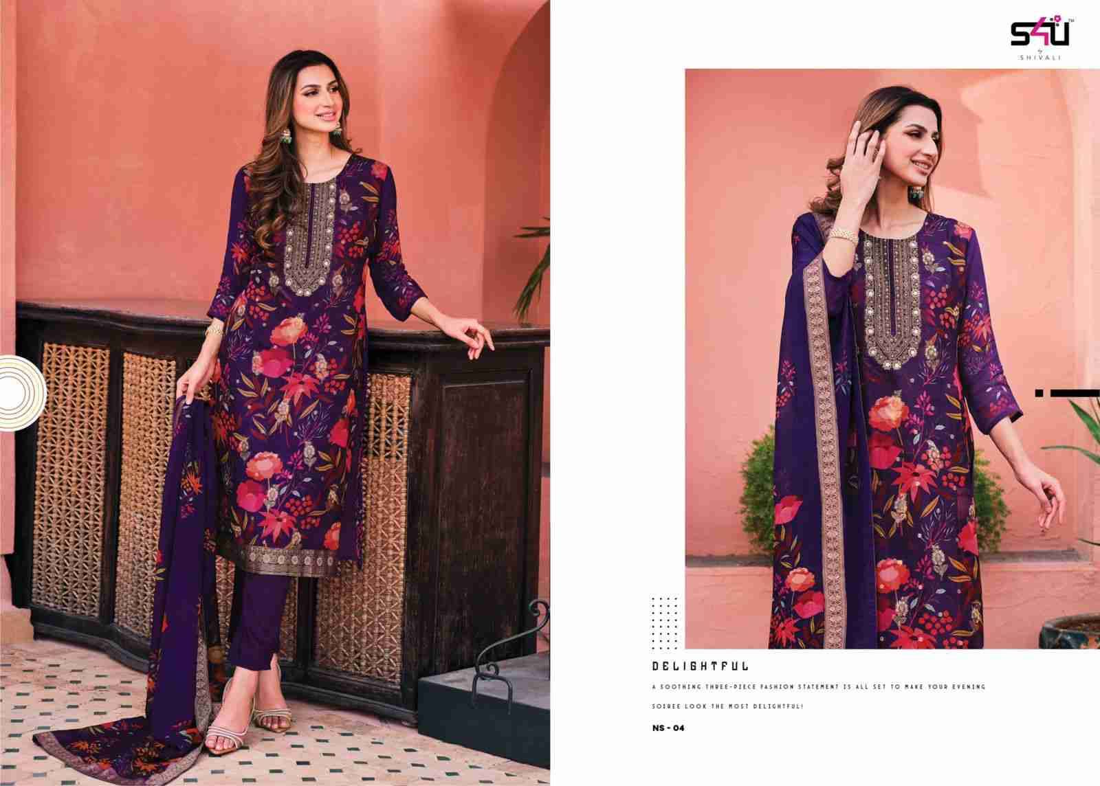 Nusrat By S4U Fashion 01 To 04 Series Designer Festive Suits Beautiful Fancy Colorful Stylish Party Wear & Occasional Wear Organza With Work Dresses At Wholesale Price