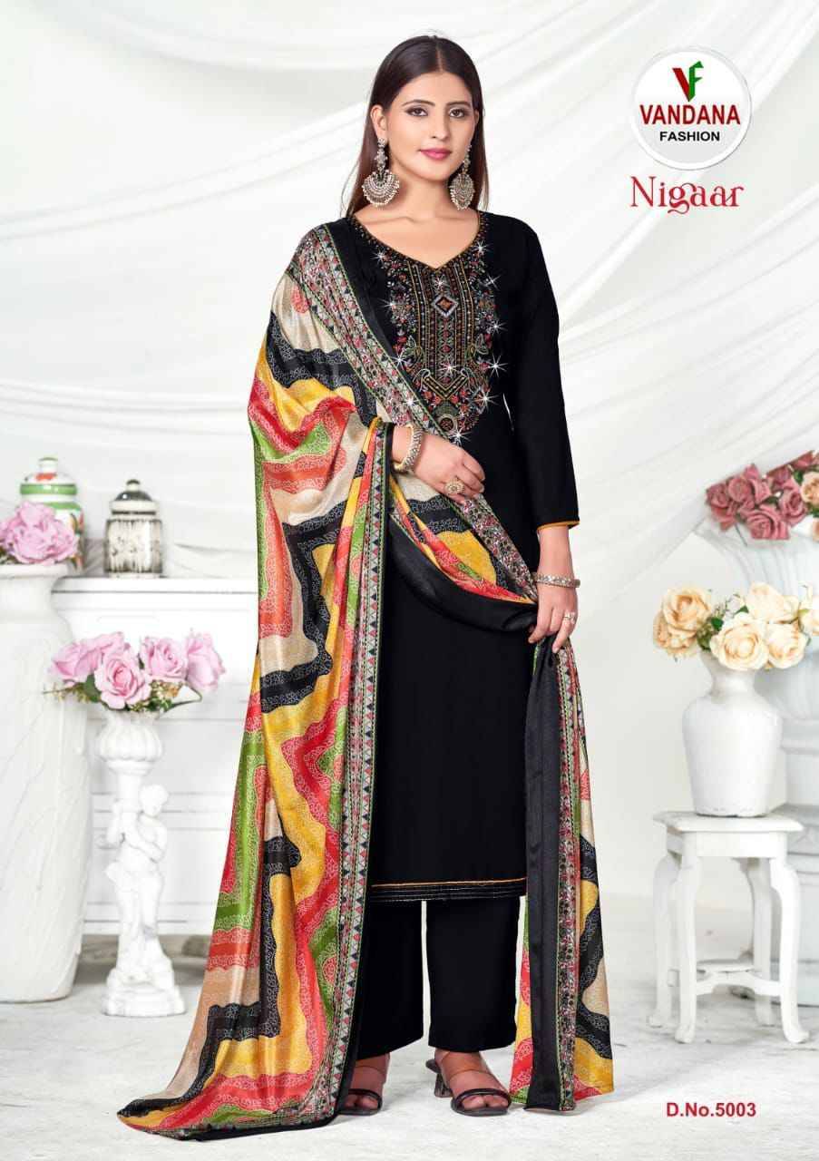 Nigaar Vol-5 By Vandana 5001 To 5008 Series Beautiful Festive Suits Stylish Fancy Colorful Casual Wear & Ethnic Wear Heavy Rayon Slub Print Dresses At Wholesale Price