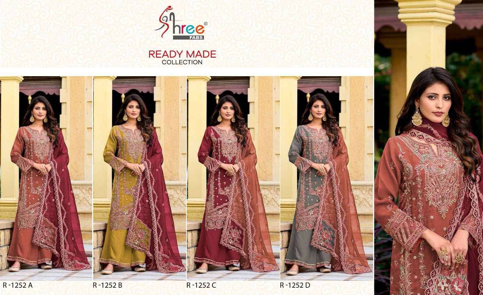 Shree Fabs Hit Design R-1252 Colours By Shree Fabs R-1252-A To R-1252-D Series Beautiful Pakistani Suits Stylish Fancy Colorful Party Wear & Occasional Wear Organza Embroidered Dresses At Wholesale Price