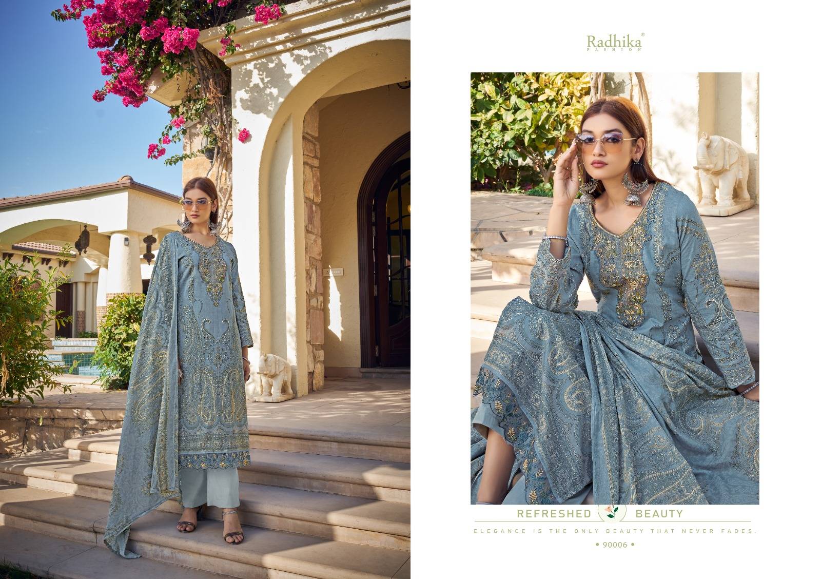 Ariaa By Azara 90001 To 90006 Series Beautiful Festive Suits Stylish Fancy Colorful Casual Wear & Ethnic Wear Cambric Cotton Print Dresses At Wholesale Price