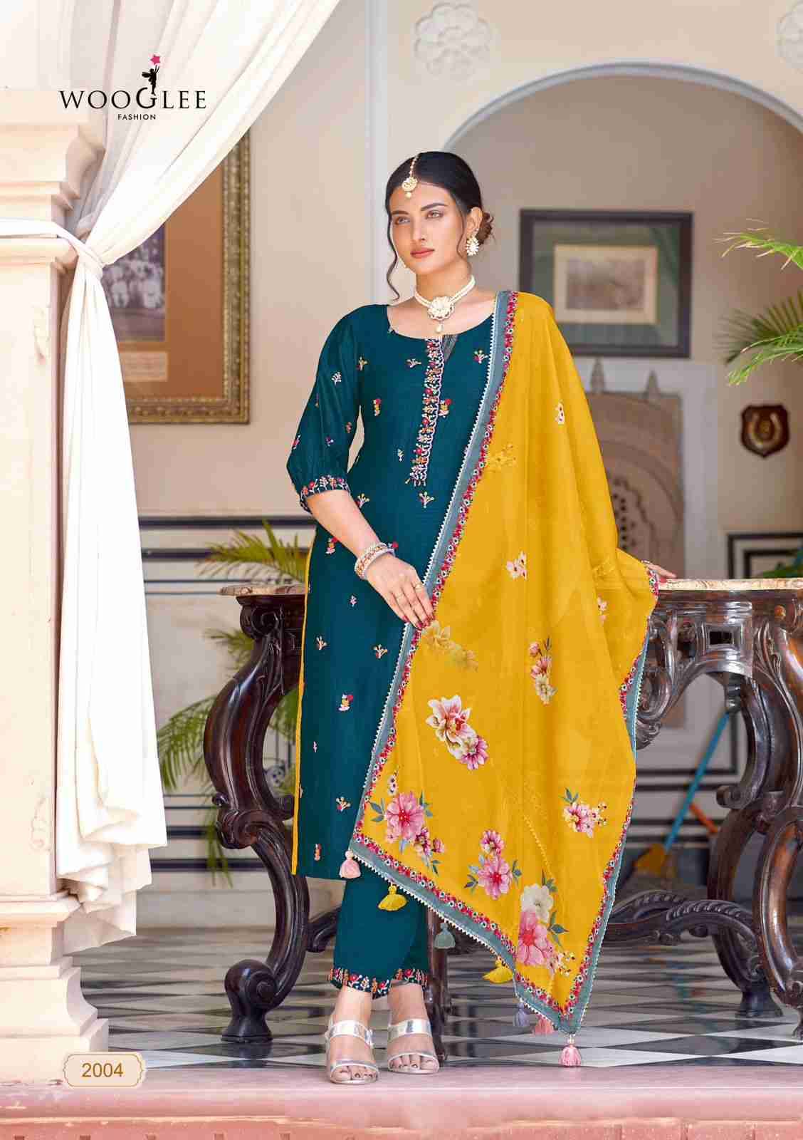 Navyaa By Wooglee 2001 To 2004 Series Designer Festive Suits Beautiful Fancy Colorful Stylish Party Wear & Occasional Wear Vichitra With Work Dresses At Wholesale Price