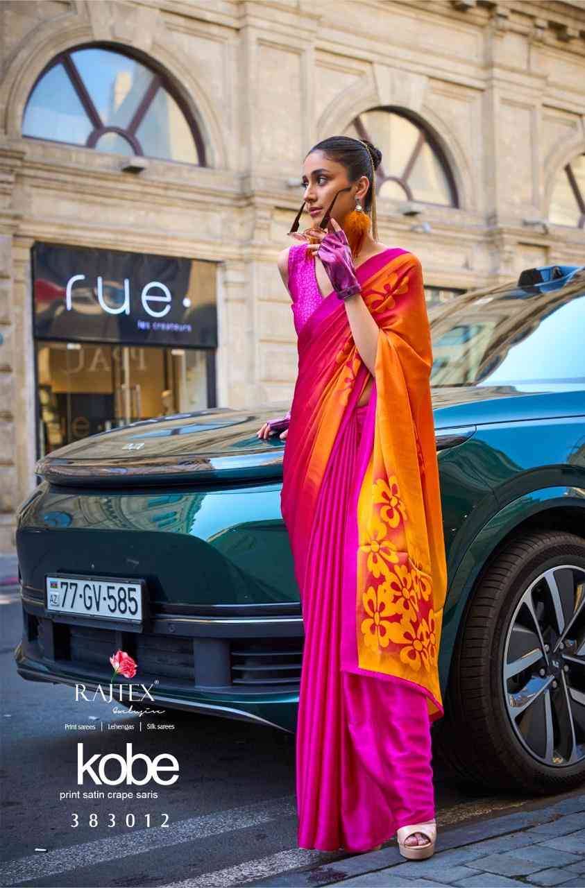 Kobe By Raj Tex 383001 To 383018 Series Indian Traditional Wear Collection Beautiful Stylish Fancy Colorful Party Wear & Occasional Wear Satin Crepe Sarees At Wholesale Price