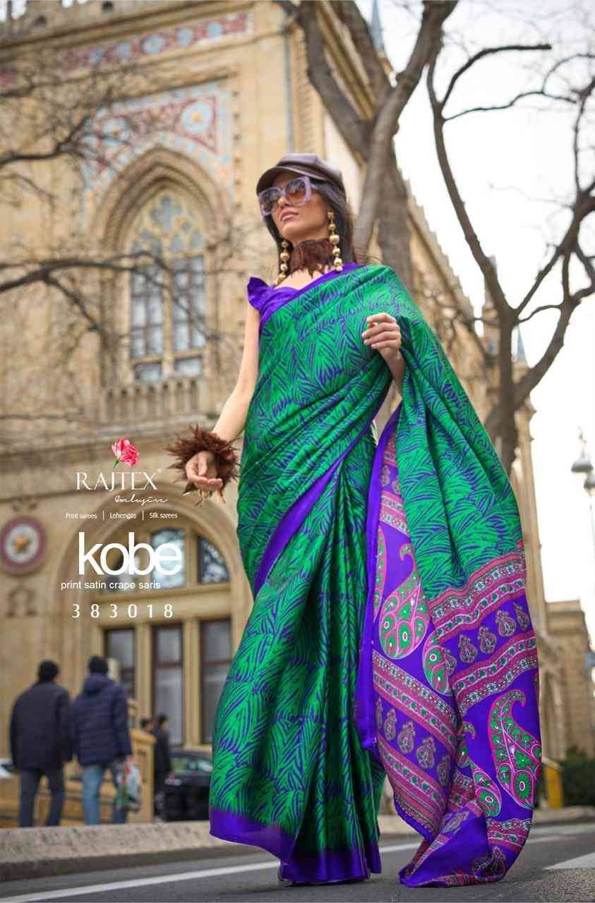 Kobe By Raj Tex 383001 To 383018 Series Indian Traditional Wear Collection Beautiful Stylish Fancy Colorful Party Wear & Occasional Wear Satin Crepe Sarees At Wholesale Price