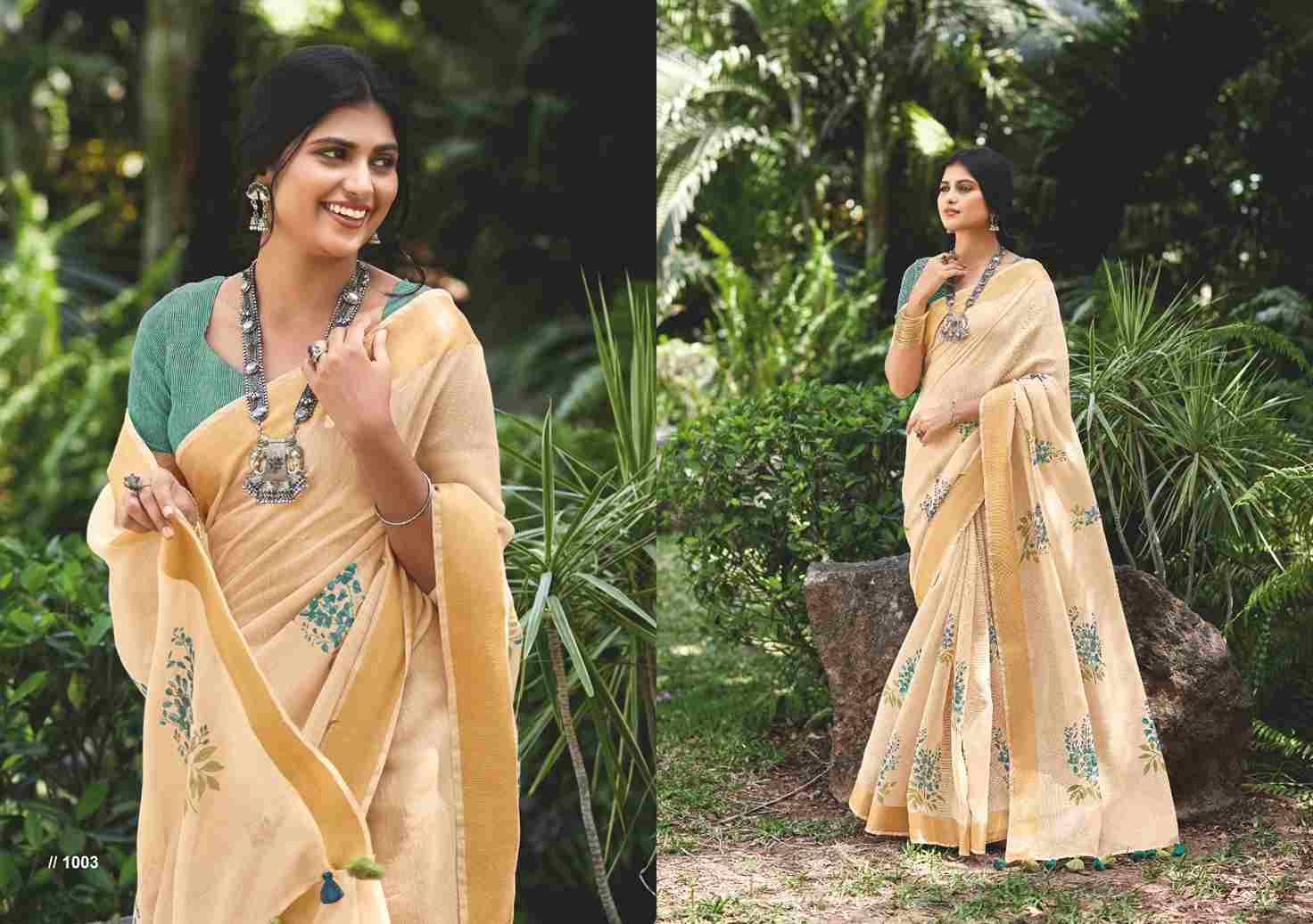 Khichha By SR 1001 To 1005 Series Indian Traditional Wear Collection Beautiful Stylish Fancy Colorful Party Wear & Occasional Wear Linen Sarees At Wholesale Price