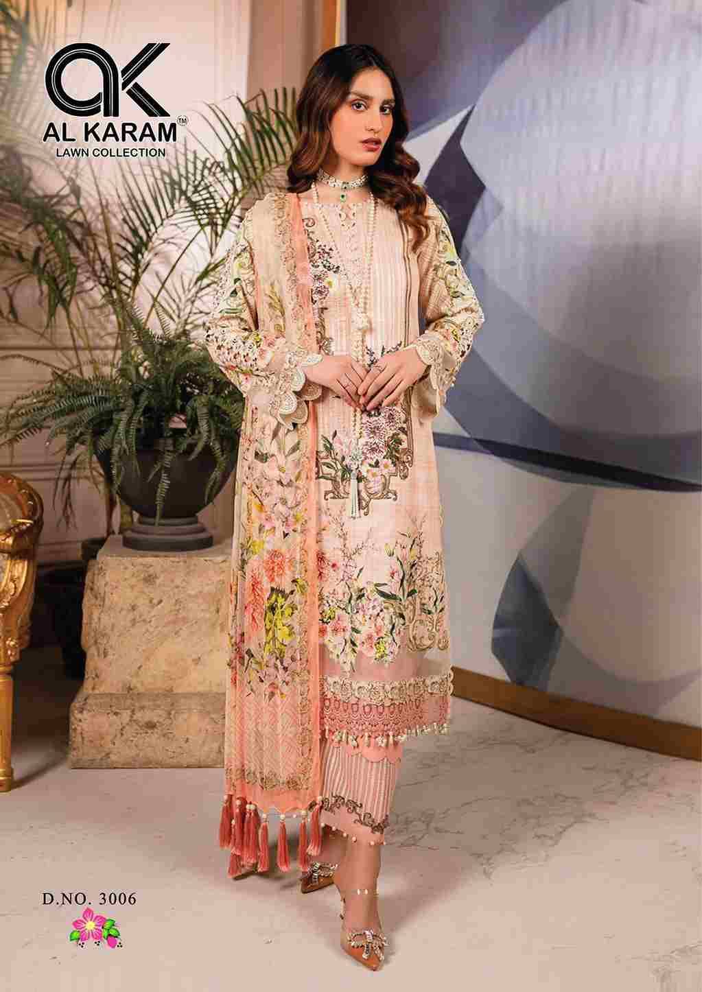 Florence Vol-3 By Al Karam Lawn Collection 3001 To 3006 Series Beautiful Pakistani Suits Stylish Fancy Colorful Casual Wear & Ethnic Wear Pure Cambric Dresses At Wholesale Price