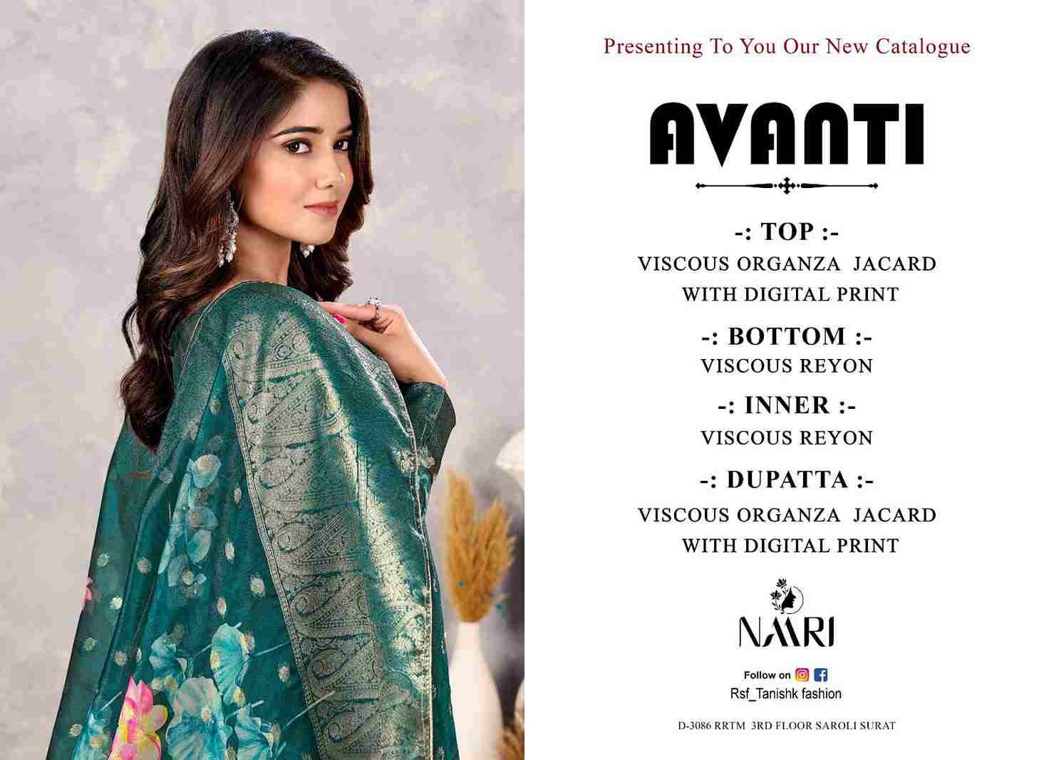 Avanti By Naari 87001 To 87004 Series Beautiful Stylish Festive Suits Fancy Colorful Casual Wear & Ethnic Wear & Ready To Wear Viscose Organza Jacquard Print Dresses At Wholesale Price