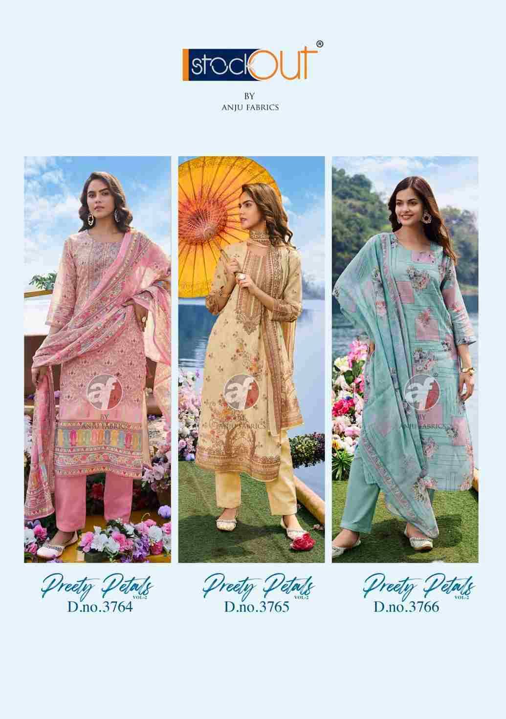 Pretty Petals Vol-2 By Anju Fabrics 3761 To 3766 Series Beautiful Stylish Suits Fancy Colorful Casual Wear & Ethnic Wear & Ready To Wear Linen Cotton Dresses At Wholesale Price