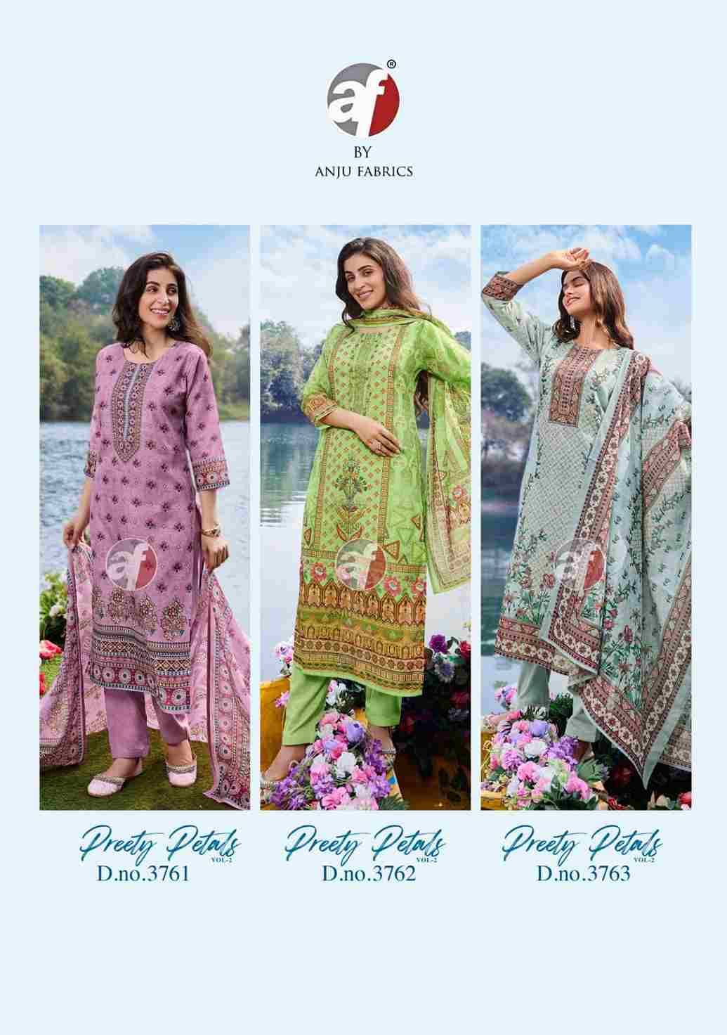 Pretty Petals Vol-2 By Anju Fabrics 3761 To 3766 Series Beautiful Stylish Suits Fancy Colorful Casual Wear & Ethnic Wear & Ready To Wear Linen Cotton Dresses At Wholesale Price