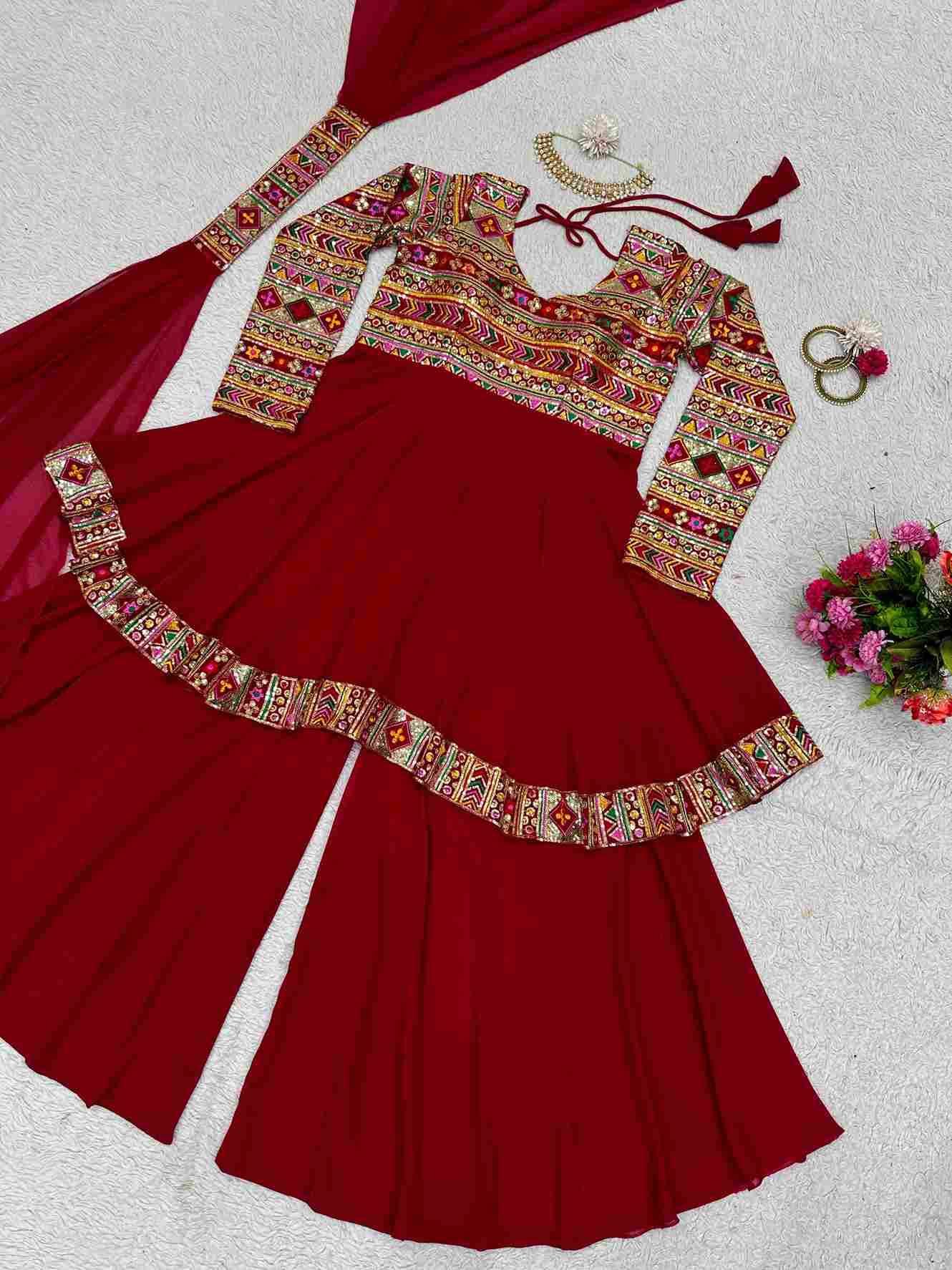 5695 By Fashid Wholesale Beautiful Sharara Suits Colorful Stylish Fancy Casual Wear & Ethnic Wear Faux Georgette With Work Dresses At Wholesale Price