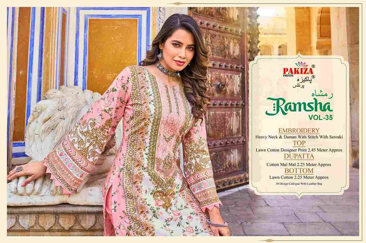 Ramsha Vol-35 By Pakiza Prints 3501 To 3510 Series Beautiful Festive Suits Stylish Fancy Colorful Casual Wear & Ethnic Wear Pure Lawn Cotton Digital Print Dresses At Wholesale Price