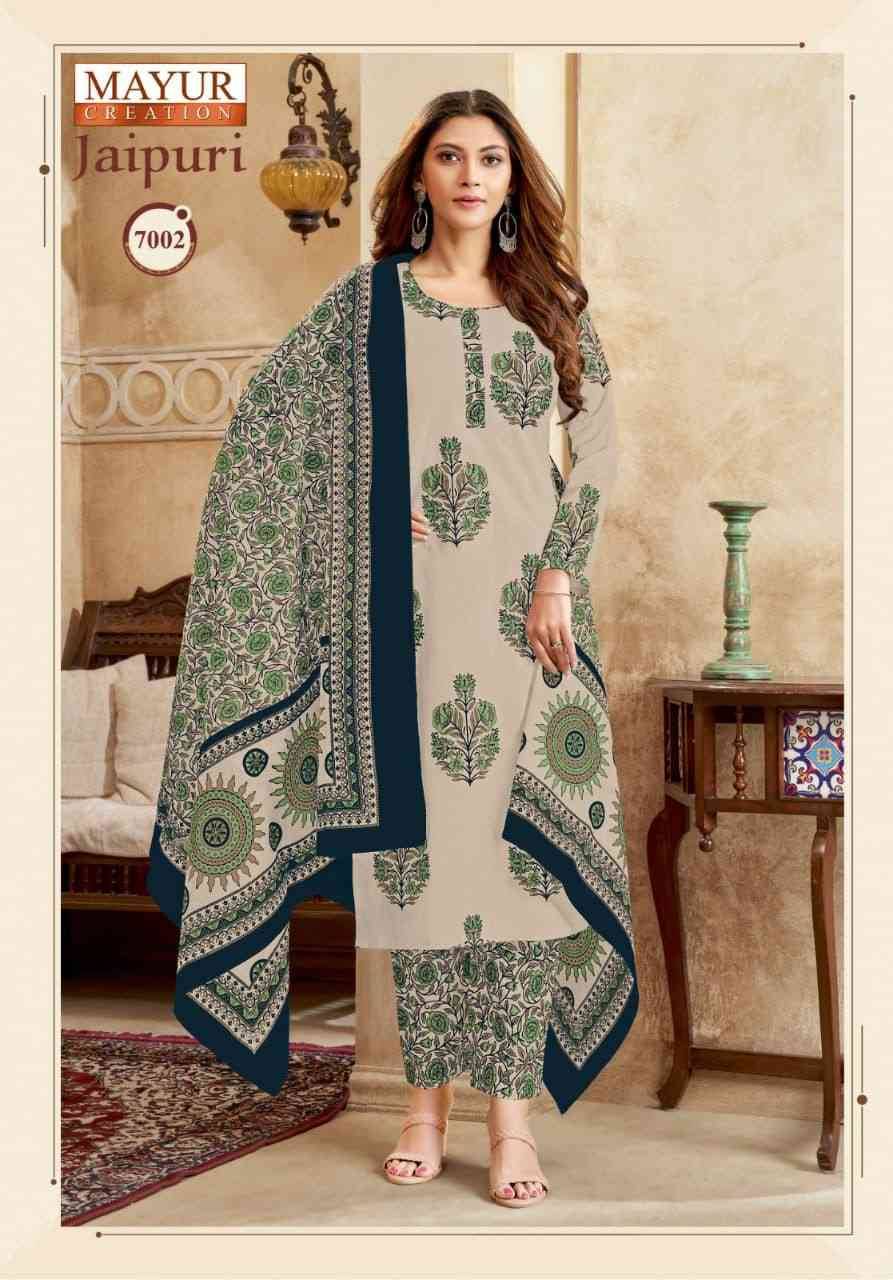 Jaipuri Vol-7 By Mayur Creation 7001 To 7010 Series Beautiful Festive Suits Stylish Fancy Colorful Casual Wear & Ethnic Wear Cotton Print Dresses At Wholesale Price