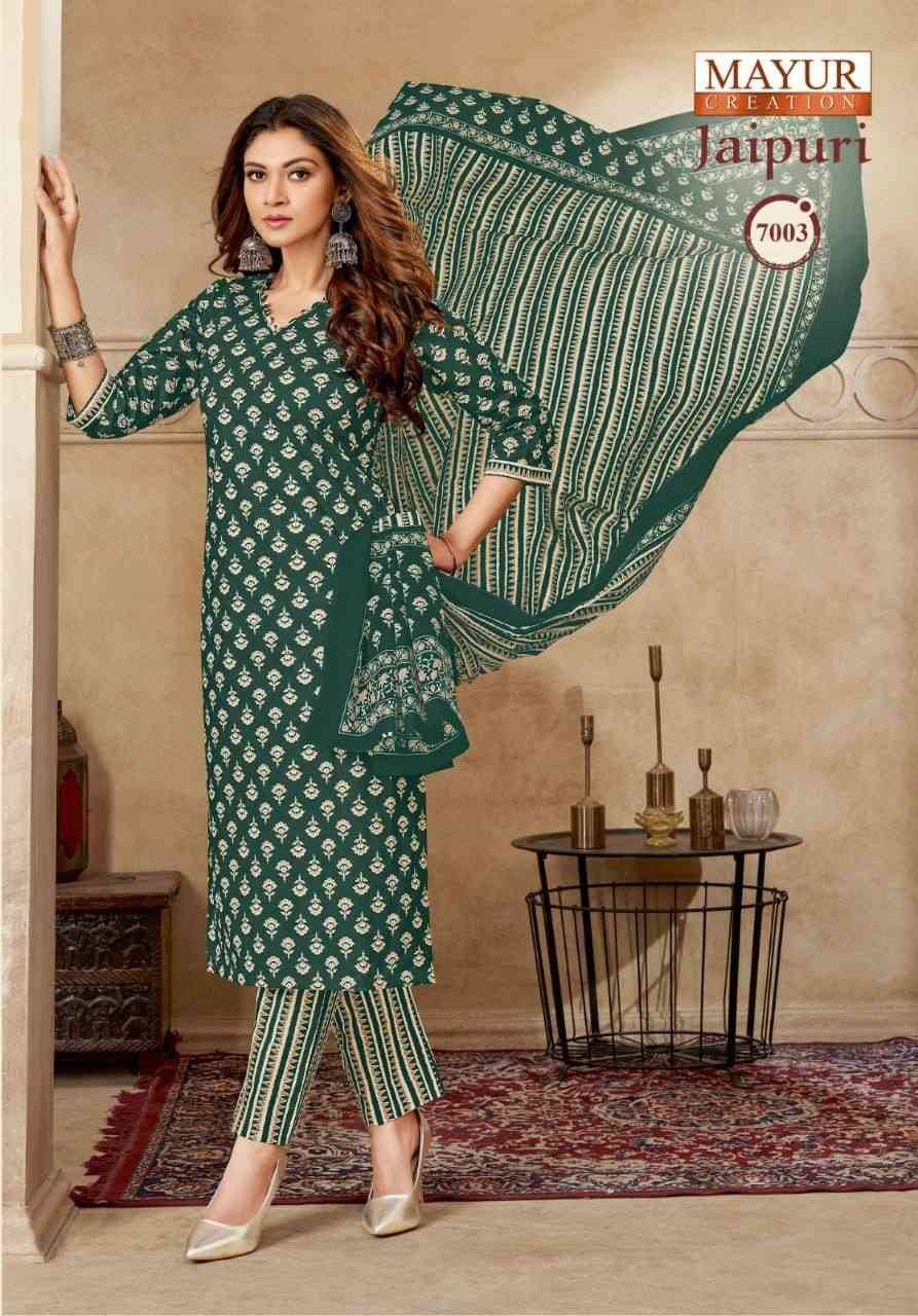 Jaipuri Vol-7 By Mayur Creation 7001 To 7010 Series Beautiful Festive Suits Stylish Fancy Colorful Casual Wear & Ethnic Wear Cotton Print Dresses At Wholesale Price