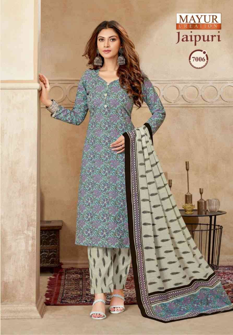 Jaipuri Vol-7 By Mayur Creation 7001 To 7010 Series Beautiful Festive Suits Stylish Fancy Colorful Casual Wear & Ethnic Wear Cotton Print Dresses At Wholesale Price